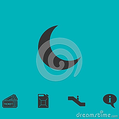 Moon icon flat Vector Illustration