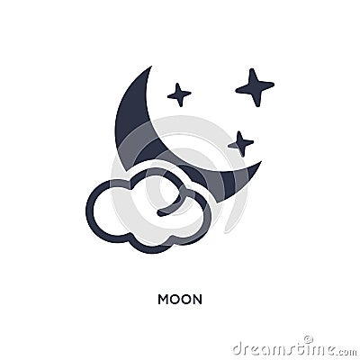 moon icon on white background. Simple element illustration from summer concept Vector Illustration