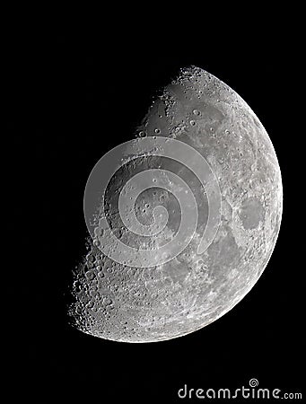 Moon image on a beautiful clear night from Earth, how obvious the craters are, life, dead planet Stock Photo