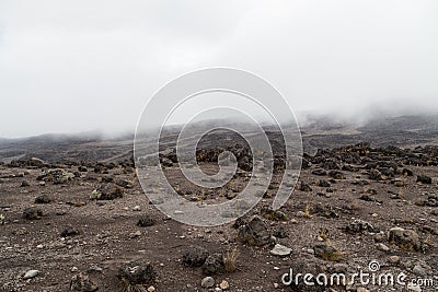 Moon landscape on Mt. Kilimanjaro Stock Photo