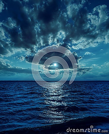 Moon light over water in night Stock Photo