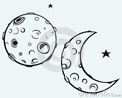 Moon and lunar craters Vector Illustration