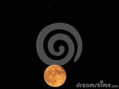 Moon Mars Conjunction in this Beautiful Skyscape. Stock Photo