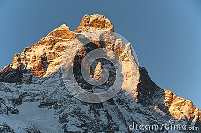 Moon on the matterhorn Stock Photo