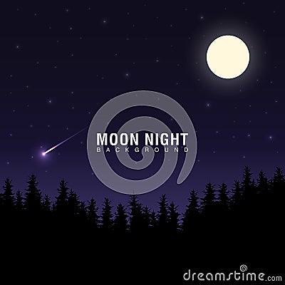 MOON NIGHT - BACKGROUND VECTOR DESIGN Vector Illustration