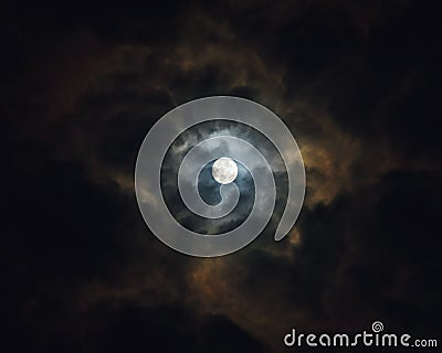 Moon at night with clouds Stock Photo