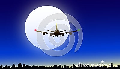 Moon & Night Flight-Vector Vector Illustration