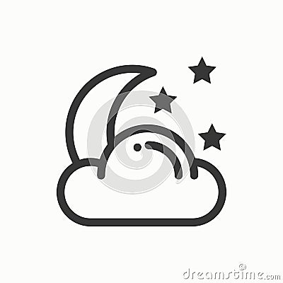 Moon night line simple icon. Weather symbols. Dream, sleep. Design element. Template for mobile app, web and widgets Vector Illustration