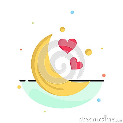Moon, Night, Love, Romantic Night, Business Logo Template. Flat Color Vector Illustration