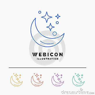 Moon, Night, star, weather, space 5 Color Line Web Icon Template isolated on white. Vector illustration Vector Illustration