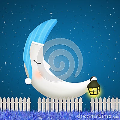 Moon with nightcap Stock Photo