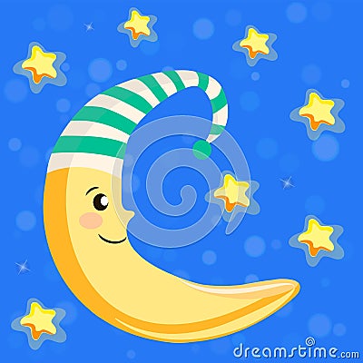 Moon in a nightcap Vector Illustration