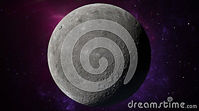 Moon in outer space against the background of stars, planets, galaxies and nebulae. Craters Surface moon satellite. 3d render Stock Photo