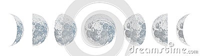 Moon phases dot vector background Vector Illustration