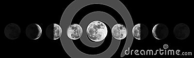 Moon phases night space astronomy. Stock Photo