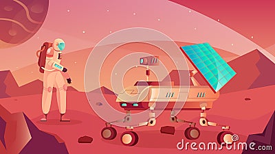 Moon Rover Flat Composition Vector Illustration