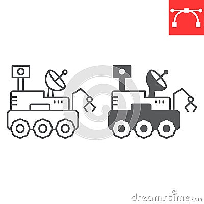 Moon rover line and glyph icon Vector Illustration