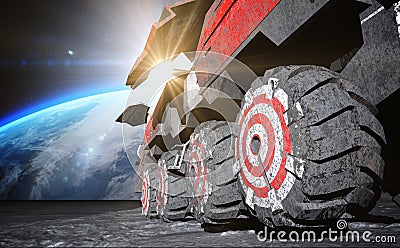 Moon rover on the moon. space expedition. moon surface. 3d rendering Stock Photo