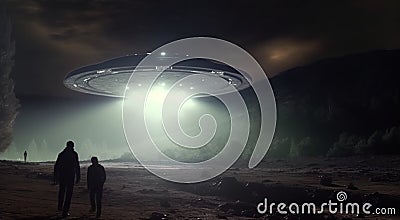 In the moon's shadow, UFO's nocturnal escapade leaves witnesses astounded Stock Photo