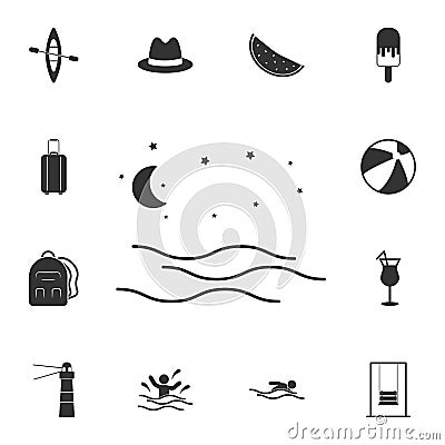 moon and the sea icon. Detailed set of Summer illustrations. Premium quality graphic design icon. One of the collection icons for Cartoon Illustration
