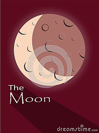 Moon with shadow an text Vector Illustration