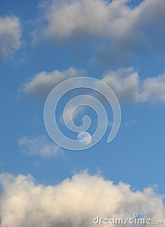 Moon on the sky and clouds Stock Photo