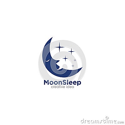 Moon Sleep Creative Concept Logo Design Template Vector Illustration