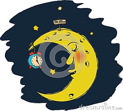 Moon sleeping Vector Illustration