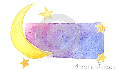 Moon and star on romance night sky banner Stock Photo