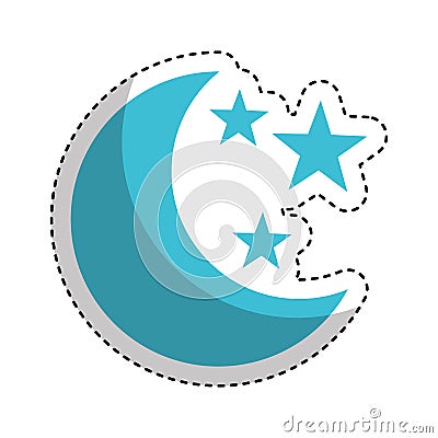Moon with stars isolated icon Vector Illustration