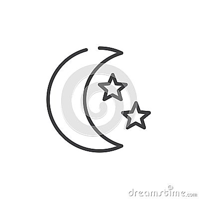 Moon and stars line icon Vector Illustration