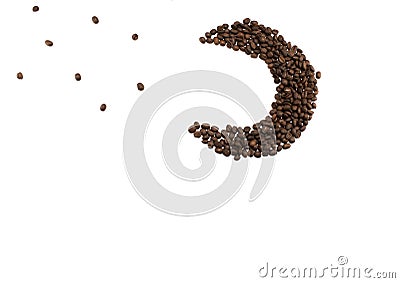 Moon and stars made of coffee beans on white background Stock Photo