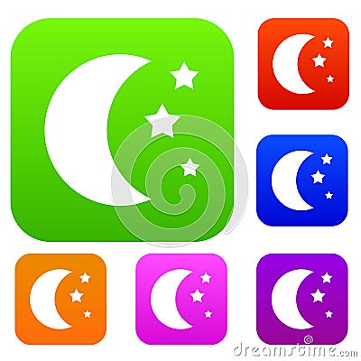 Moon and stars set collection Vector Illustration