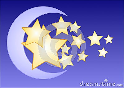 Moon and Stars Vector Illustration