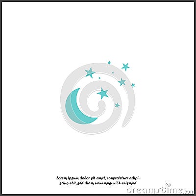 Moon and stars Vector icon. Yellow stars on a blue night sky on white isolated background Vector Illustration