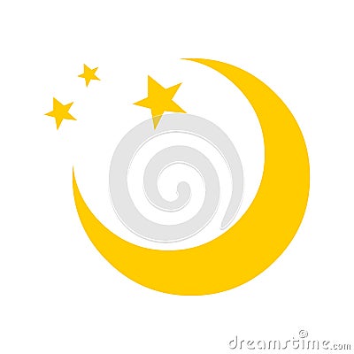 Moon vector icon logo.Moon and stars illustration Vector Illustration