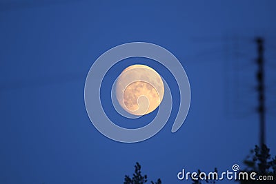 The moon on a very dark sky in the summer Stock Photo