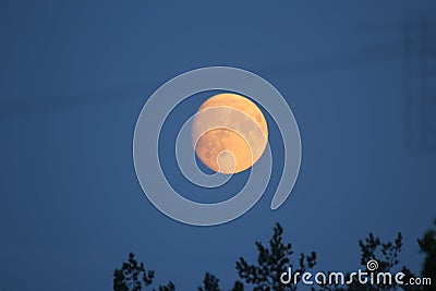 The moon on a very dark sky in the summer Stock Photo