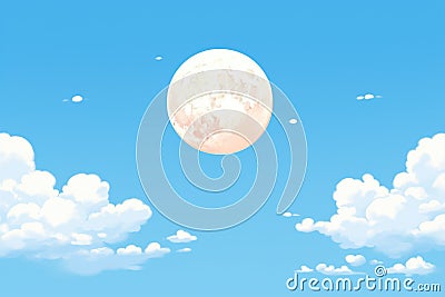 moon visible in broad daylight against clear blue sky Stock Photo