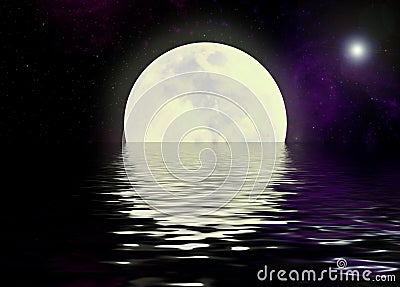 Moon and water reflection Stock Photo