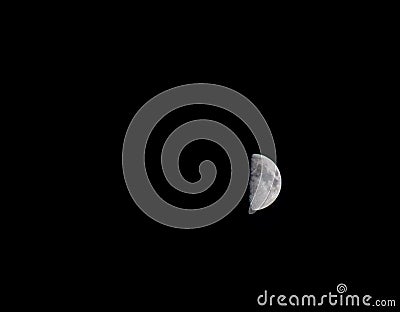 Waxing First Quarter Moon Stock Photo