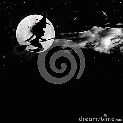 Moon and witch Stock Photo