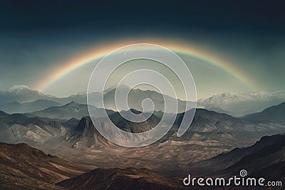 moonbow arching over a mountain range Stock Photo