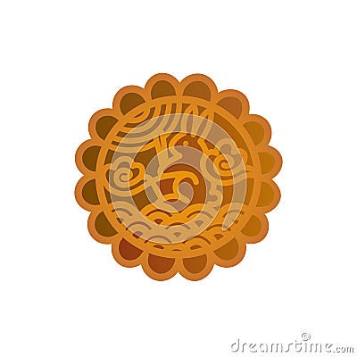 Mooncake icon design. Chinese Mid-Autumn Festival symbol with a lunar rabbit. Vector Illustration