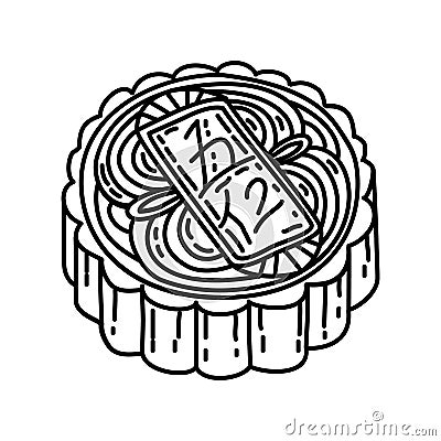 Mooncake Icon. Doodle Hand Drawn or Outline Icon Style Stock Photo