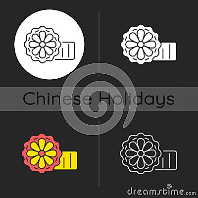 Mooncakes dark theme icon Vector Illustration