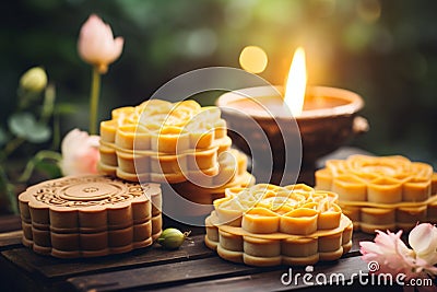 Mooncakes for Mid-Autumn Day in China Stock Photo