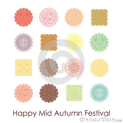 Mooncakes square greeting Vector Illustration