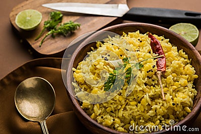 Moong dal khichdi or khichri, Indian national Dish Stock Photo