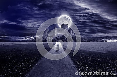 Moonlight castle Stock Photo